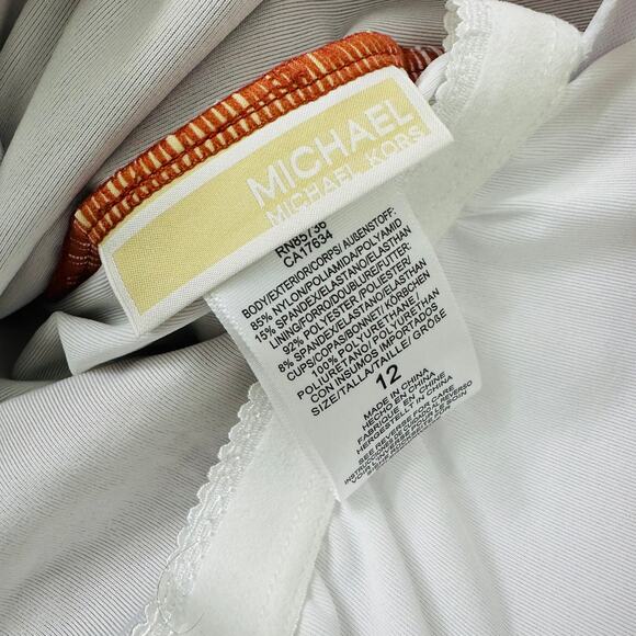 Michael Michael Kors MK one piece Swimsuit Terracotta Orange Women's 12 ruched - Picture 8 of 11